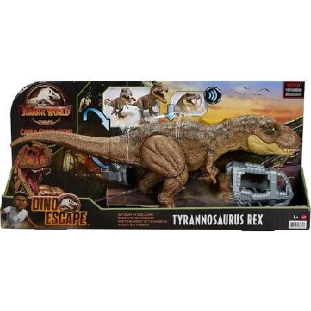 Mattel Jurassic World Camp Cretaceous Dinosaur Toy， Stomp 'n Escape Tyrannosaurus T Rex Action Figure with Stomping Motion_5