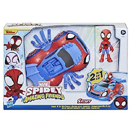 Spidey and His Amazing Friends Marvel Change 'N Go Web-Crawler and Spidey Action Figure， 2-in-1 Vehicle， 4-Inch Figure， for Kids Ages 3 and Up_1