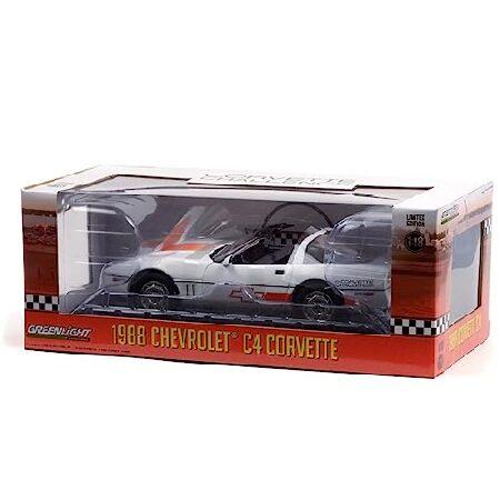 GreenLight 1:18 1988 Chevro＆let Corvette C4 - White with Orange Stripes - Corvette Challenge Race Car 13596 [Shipping from Canada]の画像