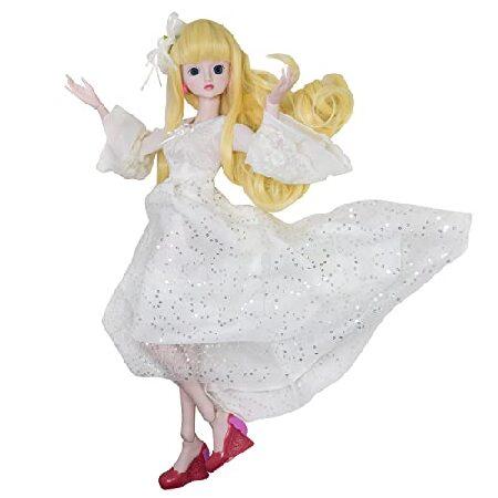 Proudoll 1/3 BJD人形 60cm 24インチ ボールジョイントSD人形 21関節可動 PVC DIY人形 カスタマイズガール アクションフィギュア プリンセス ホワイトスネグロッの画像