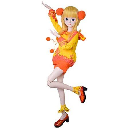 Proudoll 1/3 BJD Doll 60cm 24in Ball Jointed SD Dolls 21 Joints Move PVC DIY Doll Customized Girl Action Figures Golden Lilly + Wig + Dress + High-Heeの画像