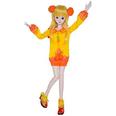 Proudoll 1/3 BJD Doll 60cm 24in Ball Jointed SD Dolls 21 Joints Move PVC DIY Doll Customized Girl Action Figures Golden Lilly + Wig + Dress + High-Heeの画像