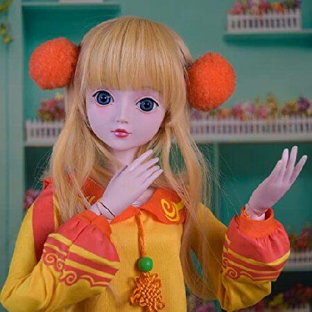 Proudoll 1/3 BJD Doll 60cm 24in Ball Jointed SD Dolls 21 Joints Move PVC DIY Doll Customized Girl Action Figures Golden Lilly + Wig + Dress + High-Heeの画像