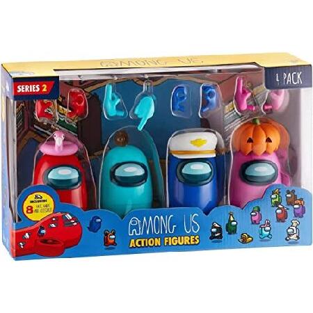 Among Us Action Figures 4 Pack Window Box (S2)+ 8 Hands， Hats ＆ Accessories_1