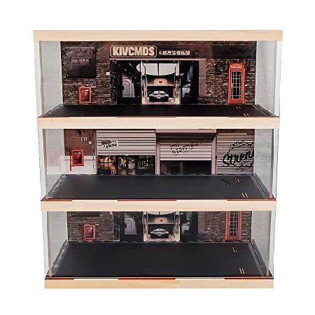 Kivcmds 1:24スケール 3段 車両ディスプレイケース 駐車場シーン