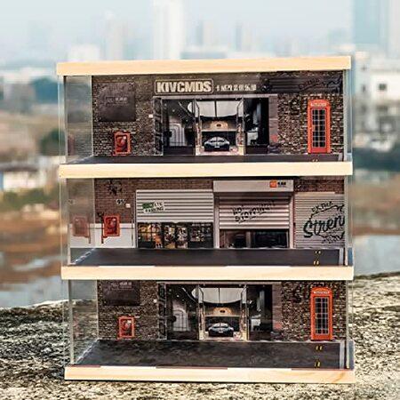 Kivcmds 1:24スケール 3段 車両ディスプレイケース 駐車場シーン