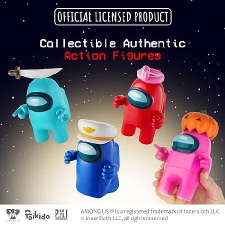 Among Us Action Figures | All Four 4.5-Inch-Tall Collectibles | Among Us Toys and Playable Mini Toys | Red， Pink， and Cyan Crewmates and Blue Ghost wi_3