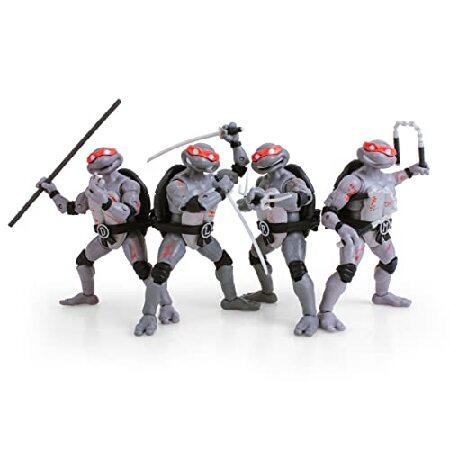 The Loyal Subjects TMNTバトルダメージコミックラインアート 4パック BST AXN 5インチ アクションフィギュアセット_1