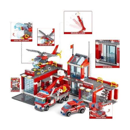 General Jim's Fire Station Multi Emergency Vehicle 774 Piece Modular Building Block Bricks Amazing Colorful 2 Level Fire Station Building Block Bricks_1