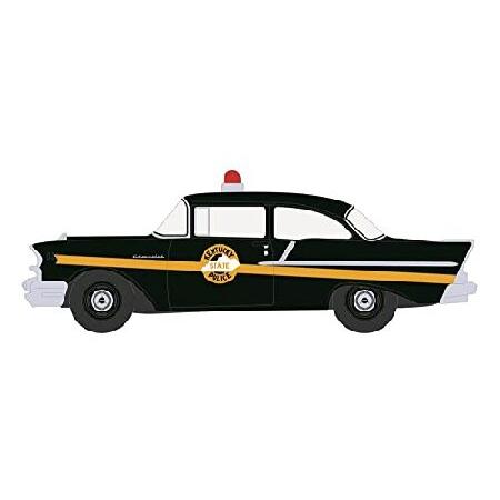 ModelToyCars 1957 シボレー 150 サルーン - ブルーグラスの州州お巡りさん 黒いこと - 緑であることともし火 HWY18027-1/18規模 ダイキャストカー