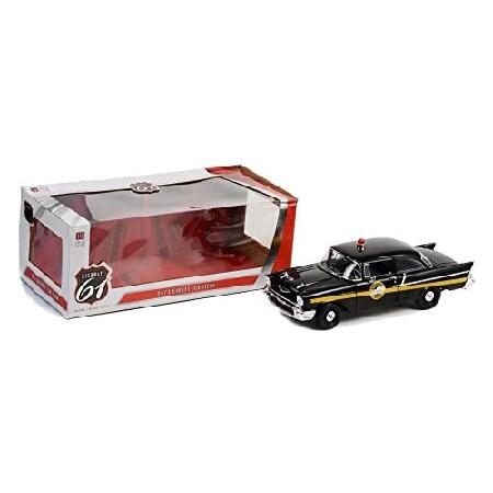 ModelToyCars 1957 シボレー 150 サルーン - ブルーグラスの州州お巡りさん 黒いこと - 緑であることともし火 HWY18027-1/18規模 ダイキャストカー