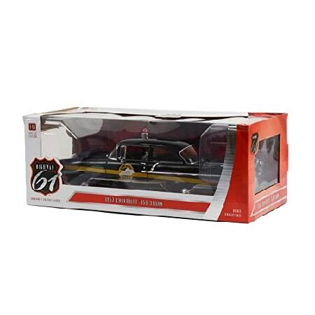 ModelToyCars 1957 シボレー 150 サルーン - ブルーグラスの州州お巡りさん 黒いこと - 緑であることともし火 HWY18027-1/18規模 ダイキャストカー