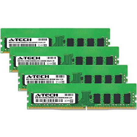 A-Tech 32GB キット (4x8GB) RAM Synology RackStation RS3621xs+ NAS用 | DDR4 2400MHz PC4-19200 ECC UDIMM 1Rx8 1.2V 288ピン アンバッファード DIMM メモリの画像