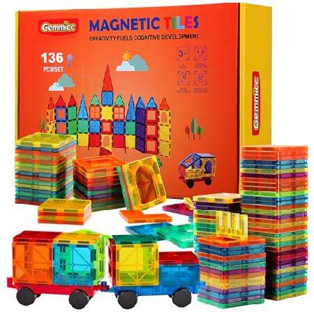 Gemmicc 136PCS マグネットタイル 積み木ブロック 子供用 STEM認可