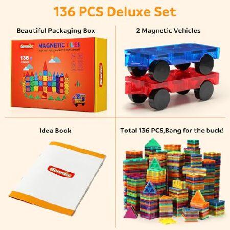 Gemmicc 136PCS マグネットタイル 積み木ブロック 子供用 STEM認可