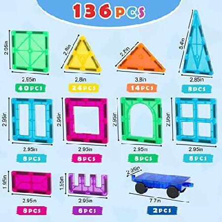 Gemmicc 136PCS マグネットタイル 積み木ブロック 子供用 STEM認可