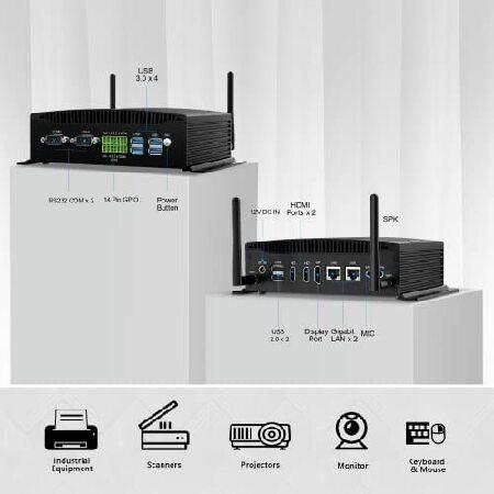 BASOARO Fanless Mini Desktop PC， Mini PC Win 11， Core i7 10810U Mini Industrial PC， 32GB RAM 256GB SSD 1TB HDD， Gigabit Ethernet， 2 RS232 COM， 4K Trip_1