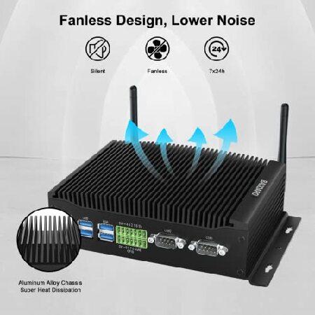 BASOARO Fanless Mini Desktop PC， Mini PC Win 11， Core i7 10810U Mini Industrial PC， 32GB RAM 256GB SSD 1TB HDD， Gigabit Ethernet， 2 RS232 COM， 4K Trip_3
