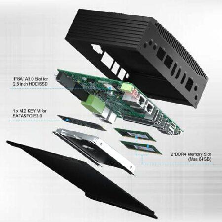 BASOARO Fanless Mini Desktop PC， Mini PC Win 11， Core i7 10810U Mini Industrial PC， 32GB RAM 256GB SSD 1TB HDD， Gigabit Ethernet， 2 RS232 COM， 4K Trip_4