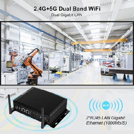 BASOARO Fanless Mini Desktop PC， Mini PC Win 11， Core i7 10810U Mini Industrial PC， 32GB RAM 256GB SSD 1TB HDD， Gigabit Ethernet， 2 RS232 COM， 4K Trip_5