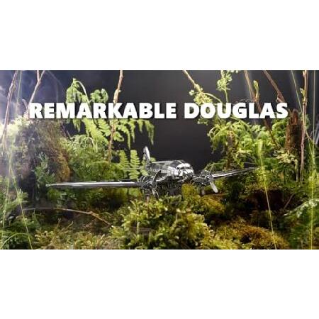 METAL-TIME REMARKABLE DOUGLAS, Douglas DC-3 Model, 3D Metal Airplane Model Mechanical Building Kit, Unique Wind-Up Moving Mechanism, Stainless Steel D_2