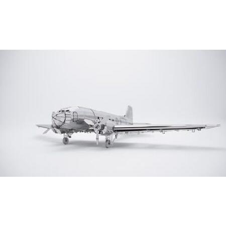 METAL-TIME REMARKABLE DOUGLAS, Douglas DC-3 Model, 3D Metal Airplane Model Mechanical Building Kit, Unique Wind-Up Moving Mechanism, Stainless Steel D_4