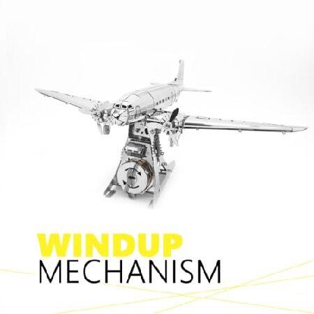 METAL-TIME REMARKABLE DOUGLAS, Douglas DC-3 Model, 3D Metal Airplane Model Mechanical Building Kit, Unique Wind-Up Moving Mechanism, Stainless Steel D_5