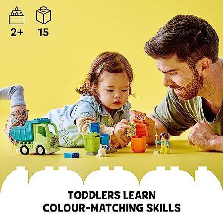 レゴ LEGO DUPLO Town Recycling Truck 10987 Building Toy Set， Learn Through Play with This STEM Creative Birthday Gift for Toddlers， Boys， Girls Ages 2