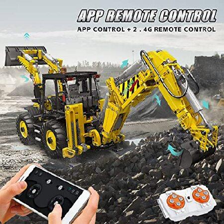 Mould King 17036 掘削機とブルドーザー 2イン1、RCブルドーザー組み立てセット、男の子用、APPリモートコントロールトラック建設車両モデル、モーター付き、子_4