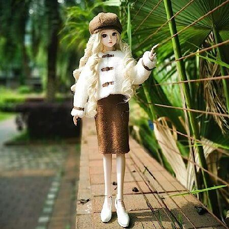 Proudoll 1/3 BJD Doll 60cm 24Inches Ball Jointed SD Dolls Move Joints Action Figures Freya + Beret + Wig + Jacket + Pencil Skirt + Long-Sleeve Shirt +の画像