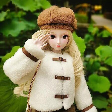 Proudoll 1/3 BJD Doll 60cm 24Inches Ball Jointed SD Dolls Move Joints Action Figures Freya + Beret + Wig + Jacket + Pencil Skirt + Long-Sleeve Shirt +の画像