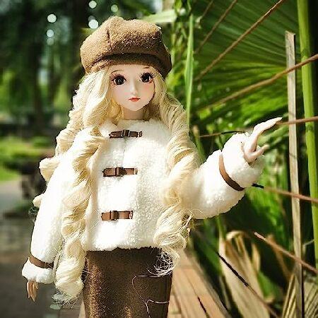 Proudoll 1/3 BJD Doll 60cm 24Inches Ball Jointed SD Dolls Move Joints Action Figures Freya + Beret + Wig + Jacket + Pencil Skirt + Long-Sleeve Shirt +の画像