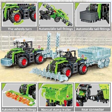 Mov Stone City Construction 3イン1トラクターハーベスタービルディングブロックキット、トラックファーム建設車両セットおもちゃ 大人と男の子、女の子用 8-12_2