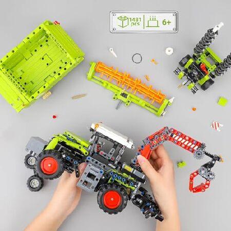 Mov Stone City Construction 3イン1トラクターハーベスタービルディングブロックキット、トラックファーム建設車両セットおもちゃ 大人と男の子、女の子用 8-12_3