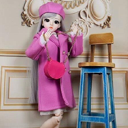 Proudoll 1/3 BJD Doll 60cm 24Inches Ball Jointed SD Dolls Move Joints Action Figures Caroline Beret Wig Coat Dress Crossbody Bag Bootsの画像