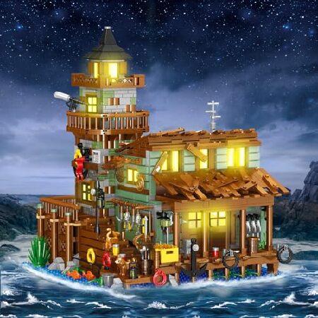 Fishing Village Store House ビルディングセット LEDライト付き 1881個 木製キャビン ミニビルディングブロック STEMアーキテクチャおもちゃキット 8~12歳以上_5
