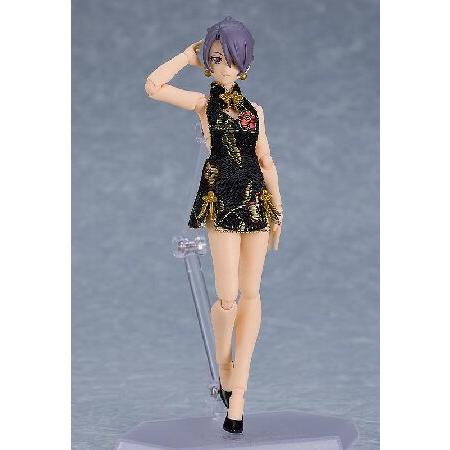 figma 女性body[ミカ] with ミニスカートチャイナワンピコーデ[ブラック] ノンスケール プラスチック製 塗装済み可動フィギュアの画像