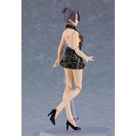 figma 女性body[ミカ] with ミニスカートチャイナワンピコーデ[ブラック] ノンスケール プラスチック製 塗装済み可動フィギュアの画像