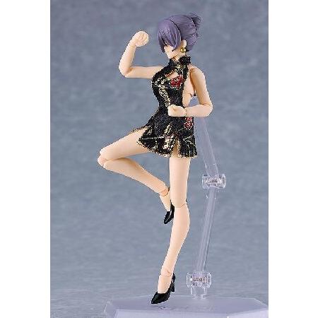 figma 女性body[ミカ] with ミニスカートチャイナワンピコーデ[ブラック] ノンスケール プラスチック製 塗装済み可動フィギュアの画像