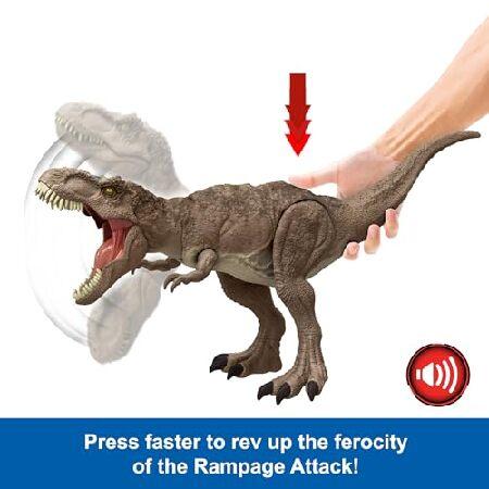 Mattel Jurassic World T. rex Dinosaur Toy with Sound ＆ Movement, All-Out Attack Tyrannosaurus Rex Action Figure with Rampage Attack, Plus Digital Pla_2