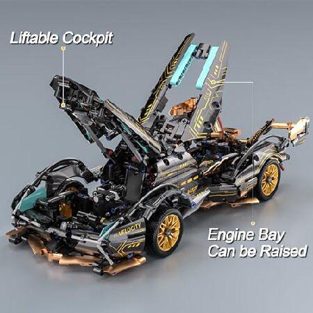 PinkBee スポーツカー ビルディングブロックセット 大人用 レースカー LEDライト付き コレクター収集品 1:14 モデルスケール エンジニアリングトイ 男性 ティーの画像