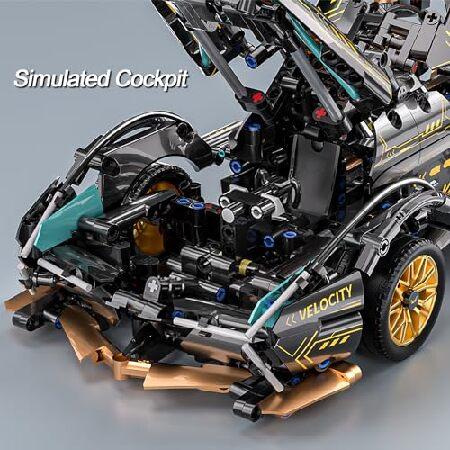 PinkBee スポーツカー ビルディングブロックセット 大人用 レースカー LEDライト付き コレクター収集品 1:14 モデルスケール エンジニアリングトイ 男性 ティーの画像