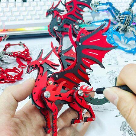 Metalkitor 3D Metal Puzzles for Adults， Magical Pterosaur Model Kit - Dragon DIY Ornament - Assembly Jigsaw Crafts Brain Teaser - Perfect Room Decor a_2