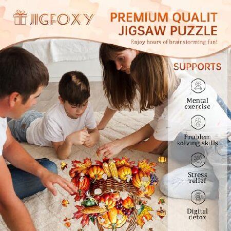 Jigfoxy 木製パズル 大人用 秋の木製ジグソーパズル 大人用 ユニークな動物の形のウッドカットパズル 家族 友達 パズル愛好家向け (長さ-13.6インチ x 13.2インの画像