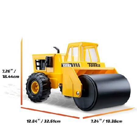 Basic Fun Tonka Steel Road Roller, Made of Real and Durable Steel, Yellow Demolition Toy with Realistic Operation, for Boys and Girls Over 3 Years Oldの画像