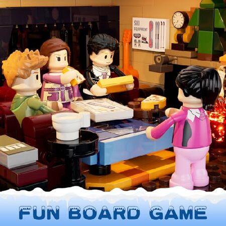 FUNWHOLE クリスマス スキー キャビン 照明 ビルディング レンガ セット - レトロ クリスマス 冬 スノーハウス コレクション LEDライト ビルディング 建設 ホリ_2