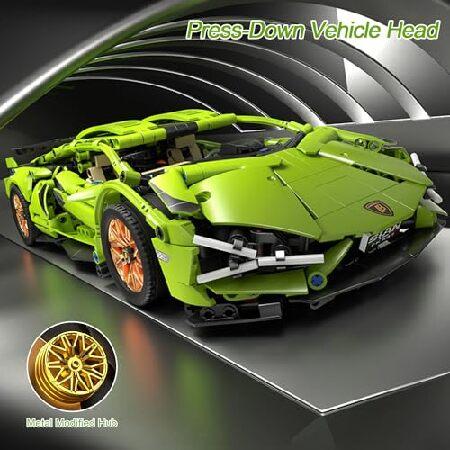 Chodia スポーツ レースカー ビルディングブロックセット 大人 男の子 グリーン レーシング スーパーカー おもちゃ キット LEDライト付き コレクター収集品 1:14_1