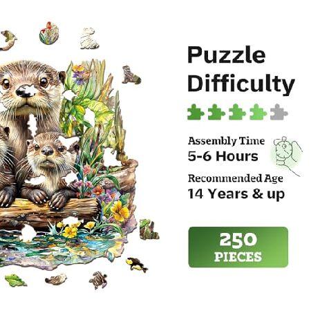 Jigfoxy 木製パズル 大人用 カワウソ木製パズル 大人用 ユニークな動物の形の木製ジグソーパズル パズル愛好家、家族への誕生日プレゼント(L-13.4 x 12.8n-250ピの画像