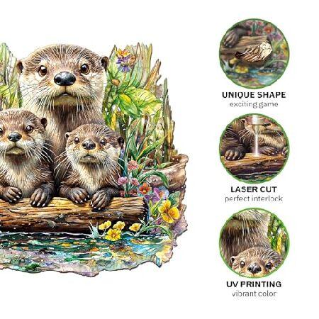 Jigfoxy 木製パズル 大人用 カワウソ木製パズル 大人用 ユニークな動物の形の木製ジグソーパズル パズル愛好家、家族への誕生日プレゼント(L-13.4 x 12.8n-250ピの画像