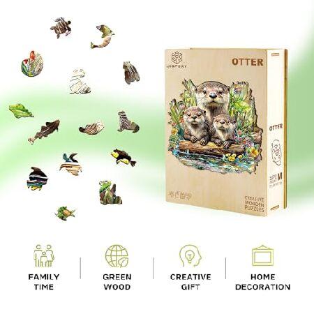Jigfoxy 木製パズル 大人用 カワウソ木製パズル 大人用 ユニークな動物の形の木製ジグソーパズル パズル愛好家、家族への誕生日プレゼント(L-13.4 x 12.8n-250ピの画像